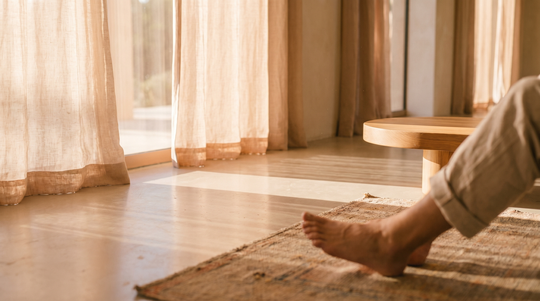 Warm dawn light spreading across a calm open space — editorial photograph on worldwide interest in footrests.